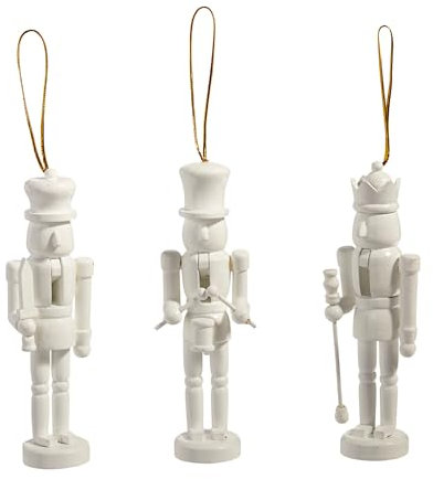 RAZ Imports 2024 Gingerbread Lane 14,6 cm weißer Nussknacker-Ornament, 3 Stück