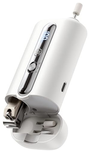 Ponceuse Pour Ongles, 4 en 1 Set de Manucure/Pédicure, Coupe-ongles en Acier Inoxydable, Rechargeable, avec éclairage LED