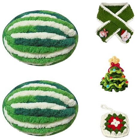 Dicke Wolle Garn, 2 X 250g Armstricken Flauschig, Soft Strickwolle Zum Häkeln für Decke, Tasche, Schals (Gemischtes Grün)