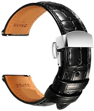 RTRCAGAKM Passend for Rolex-Lederarmband mit Schnellverschluss, 20 mm, 21 mm, 22 mm, Zubehör-Uhrenarmbänder, passend for Omega-Uhrenarmbänder(HD BlackB S)
