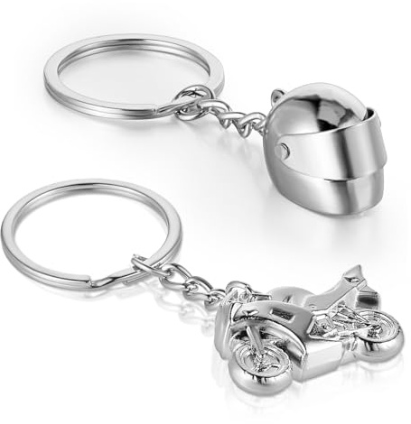 AOZUO Lot de 2 Porte clés Casque de Moto, Idée Cadeau Motocycliste, Cadeau Motard, Mini Porte clés 3D, Porte clés Casque de Moto, Pendentif pour Cadeaux d'anniversaire et de Vacances