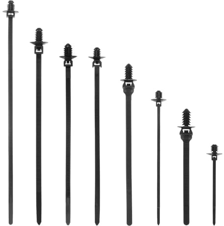 sourcing map 160Pcs Push Mount Cable Zip Tie 8 Size Nylon Self Locking Cable Strap Thread Style 0.22 Heavy Duct Snap in Cable Zip Ties for Household Electronic Auto Industry
