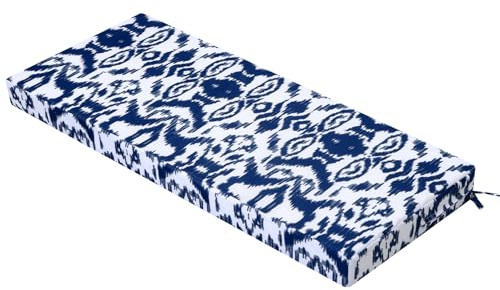 PRIMEPATIO Outdoor Garden Bench Cushion, Patio Waterproof Long Bench Cushion, Patio Loveseat Furniture 2 Seater Chair Pad with Ties, Window Seat Sofa Replacement Pads, Navy, 108x45cm