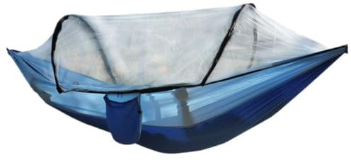 Hamaca al aire libre con mosquitera y paño de nailon para acampar y viajar (azul)