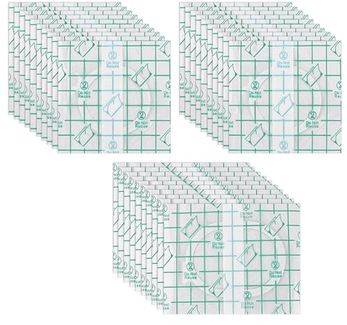 BOXOB 30stk Rizinusöl Bauchnabelpflaster, Einweg PU-Film Transparente Rizinusöl Packung mit Bio-Baumwolle Selbstklebend Auslaufsicher für den Bauchnabel (Öl Nicht Enthalten)