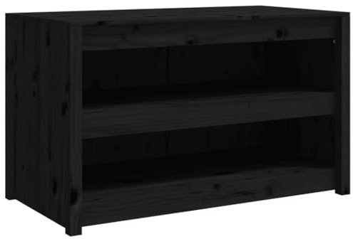 QJBSAVVA Vetrinetta Soggiorno Armadietto da Esterno Armadio Cucina Mobile per Cucina - Mobile da Cucina da Esterno Nero 106x55x64 cm Legno Massello di Pino per Bagno Camera Da Letto Cucina Soggiorno