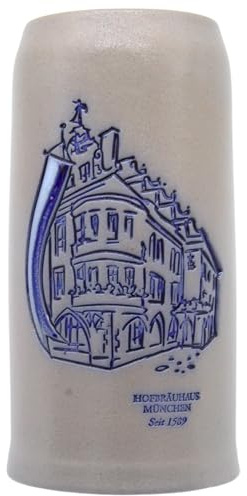 Bierkrug | Steinkrug Hauskrug Original Hofbräuhaus München 0,5L | Maßkrug | HB Bierglas mit Fassadenmotiv des Hofbräuhaus | Geschenkidee für Herren und Damen