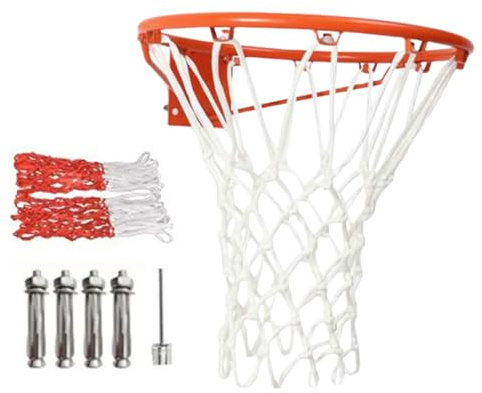 Canasta De Baloncesto, Aro De Baloncesto De Pared, Aro De Metal De 35 Cm con Red, Canasta De Basquetbol Profesional para Uso Interior Y Exterior, Resistente A La Intemperie,Incluye Aguja De Inflado