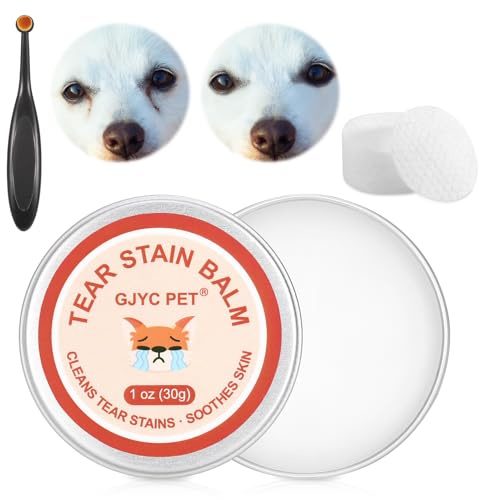 Starvortex Detergente 3 in 1 per Macchie da Lacrime per Cani, Kit Gentile con Spazzola PRO e 40 Dischetti di Cotone, Balsamo per Occhi Efficace, Pulizia e Cura per Ripristinare Occhi Lucidi (30g)