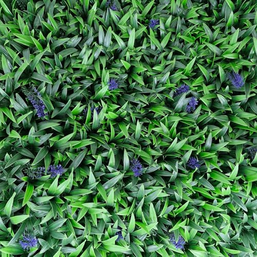 TENAX Divy Panel Liriope 100x100 cm Grün-Violett, Modulares Paneel mit künstlichen 3D-Blättern im Liriope-Stil für Wände, vertikale Gärten und Innen-/Außendekoration