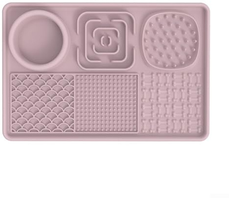 Uppmuntra hälsosam kost med slickmatta sugbas för hundar och katter (rosa)