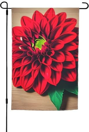 Planche en bois rétro avec motif floral rouge imprimé dahlia rouge 30,5 x 45,7 cm, drapeau de jardin floral toutes saisons, décoration de cour épaisse pour pelouse