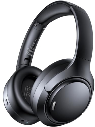 Cuffie Bluetooth Over Ear Senza Fili con Cancellazione Rumore Attiva (ANC) e Microfono ENC, 100h Autonomia, Pieghevoli e Comode – Cuffie Wireless con USB-C per Viaggio, Lavoro, Sport, Gaming, TV e PC