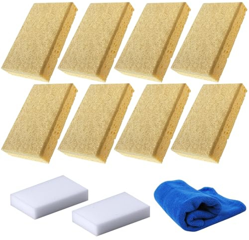 Biodegradable & Compostable Kitchen Sponges, Quick Drying, Heavy Duty, Non Scratch for Pots, Pans, Dishes - Eco-Friendly Home Essential, 11-Piece Set