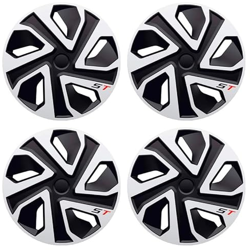 For TOYOTA AYGO YARIS PRIUS - 15 Set of 4 Wheel Trims, Sleek Design, Silver & Black Wheel Hub Caps, Alloy Look, ST x4