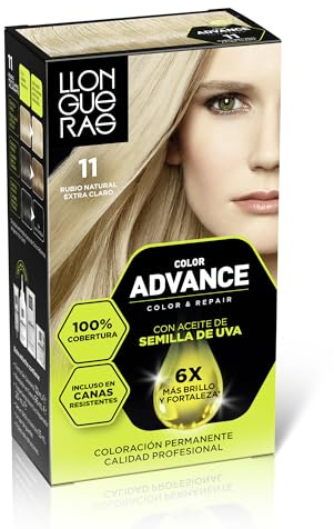 Llongueras Color Advance Tinte Pelo Mujer - 11 Rubio Natural Extra Claro | Coloración Permanente, 100% Cobertura Incluso En Canas Resistentes, Calidad Profesional, 6 veces más brillo y fortaleza