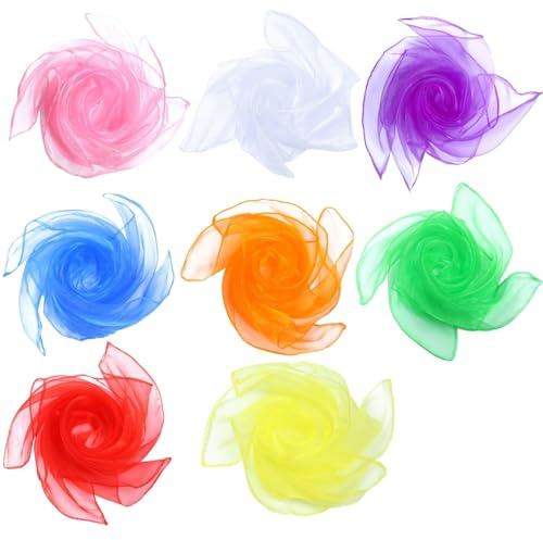 8 paños de malabares de gasa, para danza, gimnasia y actuaciones, textura suave con bordes estables, varios colores para diferentes ocasiones