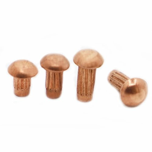 Rivetti pieni con gambo zigrinato, 10-50 pz M2 M2.5 M3 M4 Ottone Rame Testa Zigrinata Pulsante Gambo Solido Targhetta Rivetti(5mm,M4 10pcs)