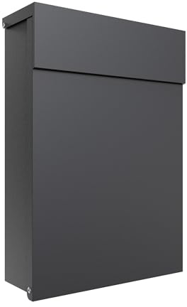 iLoveParcels Camden Wall Mounted Outdoor Letterbox Lockable Anti Theft Modern Post Box – A4 Letter Capacity, Galvanised Steel, Weatherproof – Anthracite RAL 7016