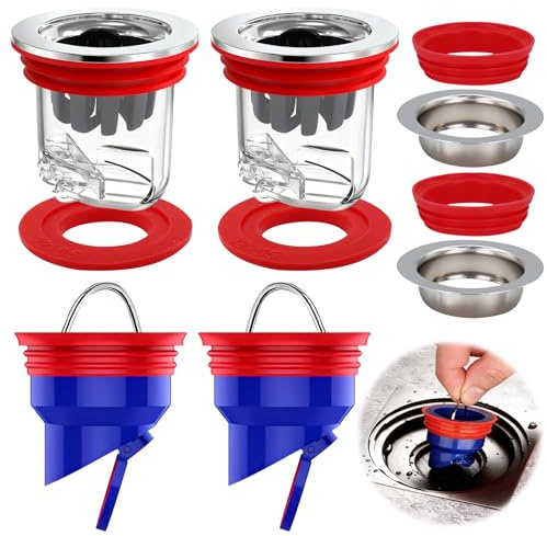 4er Geruchsverschluss Dusche Set, Proof Floor Drain | 2 Stück 42-53 mm Geruchsverschluss Bodenablauf 2 Stück 33-45 mm Proof Floor Drain for Sewer,Abläufe Rückflussverhinderer
