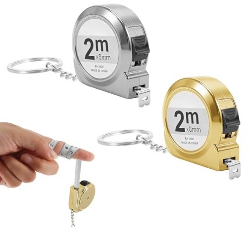 2 cintas métricas de 2 m, cinta métrica de costura, mini cinta métrica, escala con llavero, cinta métrica retráctil de metal con escala transparente, adecuada para el hogar, la oficina y proyectos de