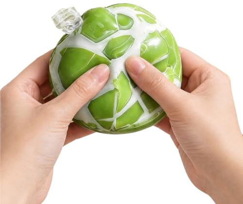 Giocattolo da spremere antistress con cera crepabile, palline croccanti, palla di neve leggera, elastico per bambini e adulti, regalo di compleanno (Verde Bianco)