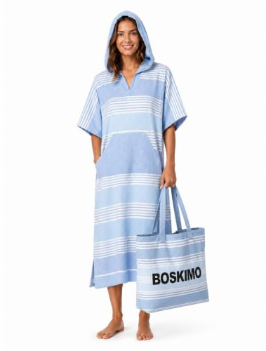 BOSKIMO Poncho Handduk för Vuxna med Kapuce - Strand Bastu Surf - Väska Ingår