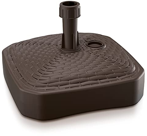 Deuba® Sonnenschirmständer Poly Rattan Eckig bis Ø 26 mm Mast Befüllbar Sonnenschirm Schirmständer Ständer Gartenschirm Balkon Terrasse Garten Braun