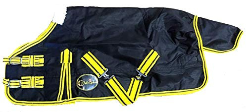 Cwell Equine Mini-Pferdedecke, leicht, Shetty-Teppich, Fohlen-Teppich, kein Füllen, Schwarz/Gelb, 90 cm
