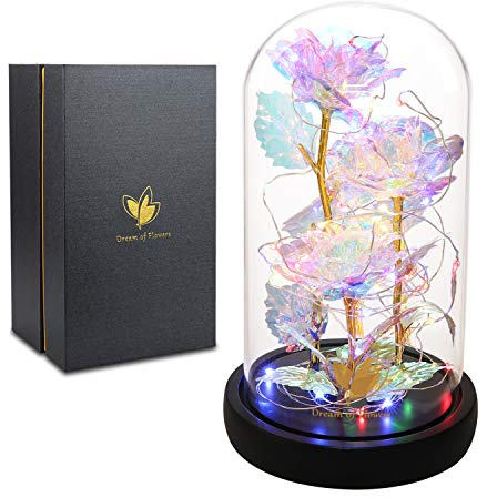 Birthday Gifts Galaxy Artificial Rose, Flowers for Delivery Prime Beauty and The Beast Rose Gold Foil Rose Enchanted Colorful Infinity Rose, Rose Flowers Gifts for Home Decor Unique Gifts for Women