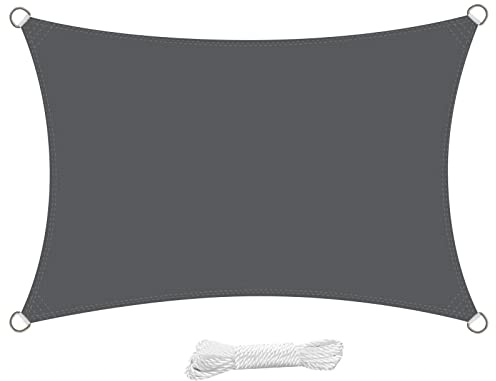 swift Sonnensegel Rechteckig 3x4 Meter UV Shutz HDPE Wetterbeständig Atmungsaktiv Rechteck 3x4m Sonnenschutz Balkon Garten und Terrasse, Anthrazit (4x3)