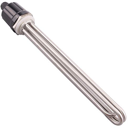 DERNORD 220V 9000W 1-1/2 Inch Heating Element 3U Type Electrical Brewing Water Boiler Heater BSP Thread Stainless Steel Flange