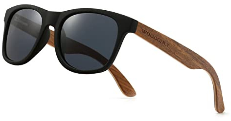 WOODONLY Occhiali da Sole Polarizzati in Legno Retrò - Montatura in Legno con Finitura Opaca in Stile Moderno per Uomo e Donna Regali Perfetti (Grigio, Noce)