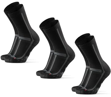 DANISH ENDURANCE Crew Laufsocken, Halbhohe Sportsocken, Atmungsaktive Socken, Damen & Herren, 3 & 5 Paar, Schwarz/Grau, 43-47