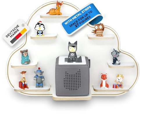 stadtecken Kinder Holzregal für Toniebox & Tonies – Wolkenform | Platz für ca. 27 Tonies | Wandregal fürs Kinderzimmer | Spielzeug & Sammelregal