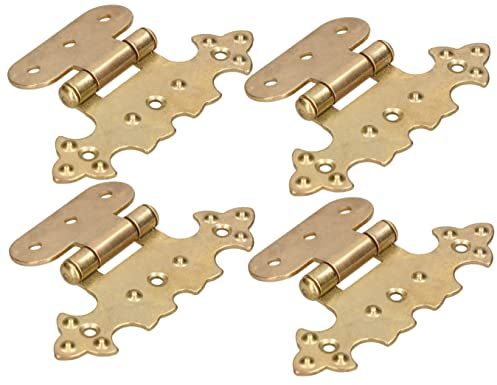 KOTARBAU® 4er Set Dekoratives Scharnier für Schrank Asymmetrisch Retro-Scharnier Antik Goldmessing