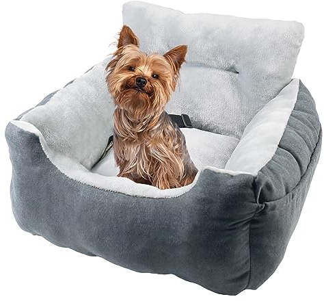 URGVANZ Hundesitz Auto kleine Hunde,Hundeautositz Hundesitz mit Stabil Sicherheitsgurt und Aufbewahrungstasche,wasserdichter und waschbarer Hundesitz Auto für Rückbank und Vordersitz,Grau