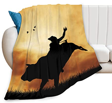 Rodeo Western Cowboy Soft Throw Blanket All Season Microplush Thick Warm Blankets Tufted Fuzzy Flannel Throws Blanket for Bed Sofa Couch 60x50