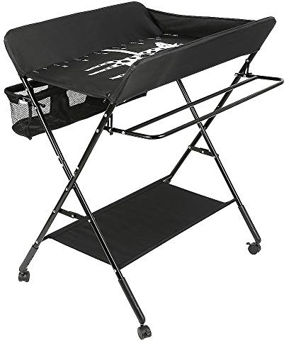 Fasciatoio Pieghevole per Neonato con Struttura Stabile,Fasciatoio per Bambini, Salva Spazio, per Cambio Pannolino,4 ruote con freno,Fasciatoio Portatile con Scomparti Portaoggetti