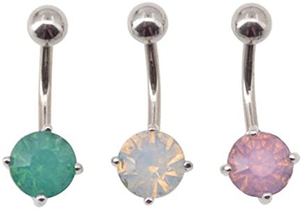 3 Pièces/Ensemble Nombril Anneaux Faux Piercing Vert Blanc Rose Cristal Courbe Corps Bijoux Barres Nombril
