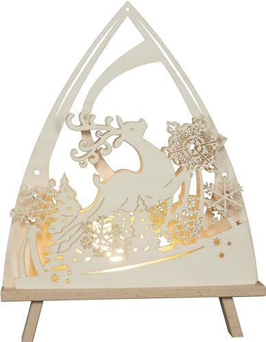 Rudolphs Schatzkiste Lichterspitze Winterzauber LED-Beleuchtung Natur BxHxT 30x38,5x6cm NEU Schwibbogen Lichterbogen Fensterbogen Spitzbogen Erzgebirge Weihnachten Bergbau Bergmann Licht Holz