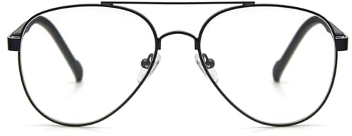 KoKoBin Vintage Metal Frame Reading Glasses Aviator Toad Frame Lens Anti Blue Light women Men Computer Reader (Black, 3)