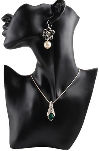 BURLOE Harz Schmuckbüste, Mannequin Ohrringe Schmuck Mannequin Büste Halskette Halter Ohrringe Kopf Büste Ständer Modell Schmuck Display Zubehör Fotografie,Schwarz