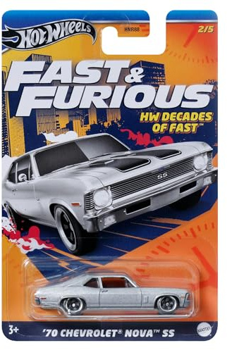 Fast and Furious Die Cast Modellauto '70 Chevrolet NOVA SS 1970 - HW Decades of Fast - Maßstab 1/64 Länge 7 cm - Hot Wheels HRW42