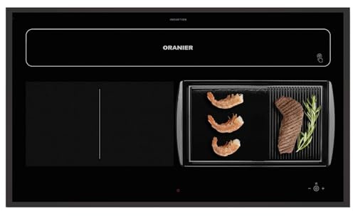 Oranier Induktionskochfeld KFL 2092 - Flächen-Induktion 90 cm Abluft-Umluft Kochfeldabzug Grillplatte halb-gerillt & schwarzer Kochfeldrahmen