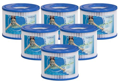 TOREAD 6er Set Filter VI für Whirlpools kompatibel Bestway Lay-Z-Spa Miami | Vegas & Coleman SaluSpa | Ersatzkartusche 58323 / 90352E | Spa Zubehör für klares Wasser