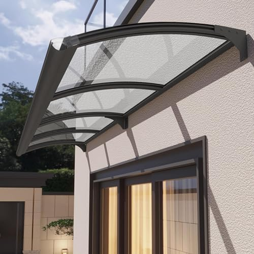 Transparentes Pultbogenvordach,Vordach Überdachung Haustürvordach,65/80/100/120/150 Cm Breite Vordach für Haustür,Dach vor Regen und Uv-Schutz,Leicht Zusammenzubauen (100x240cm/39x94)