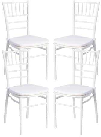Solycarpa Pack de 4 Sillas Elegantes Modelo Tiffany/Chiavari Blancas ECO24 Bodas, Eventos Especiales y Decoración de Interiores-