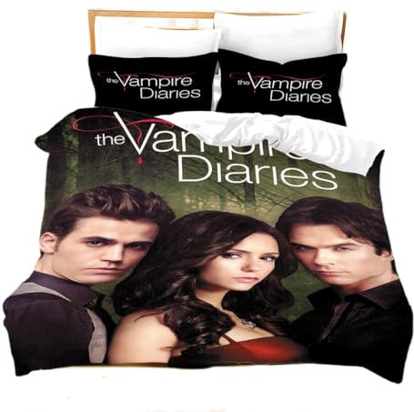 Horror TV Duvet Cover Set, 2-Piece, Vampire Bed Linen 135 x 200 cm, Soft Duvet Cover with Pillowcase for Children and Adults (A2, 135 x 200 cm + 80 x 80 cm)
