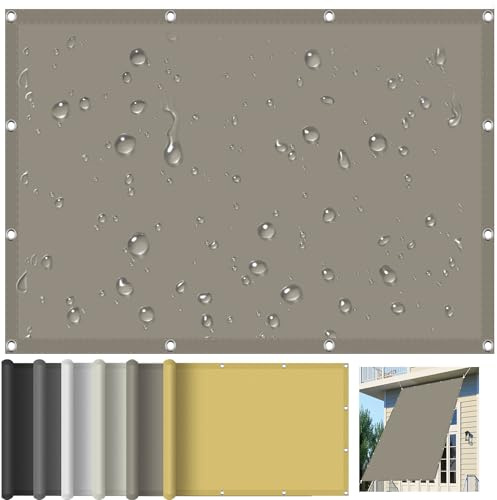 Sonnensegel Balkon 240 x 340 cm Sonnensegel Wasserdicht 95% UV Schutz Wasserabweisend UV Schutz für Pflanze Pergola Zaun Balkon Außen Hof, Taupe